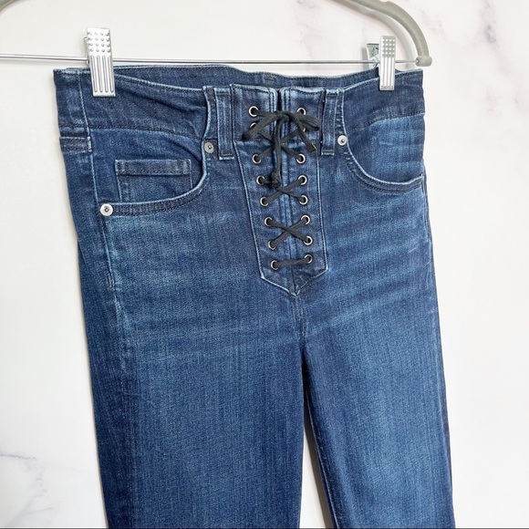 Veronica Beard Carolyn 10” Baby Boot Lace Up Raw Hem Jeans - Picture 10 of 16